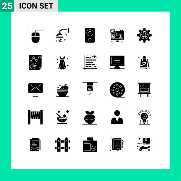 分组25个固体符号符号和符号图片下载