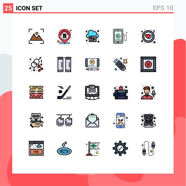 25主题填充线平面颜色和可编辑图片下载