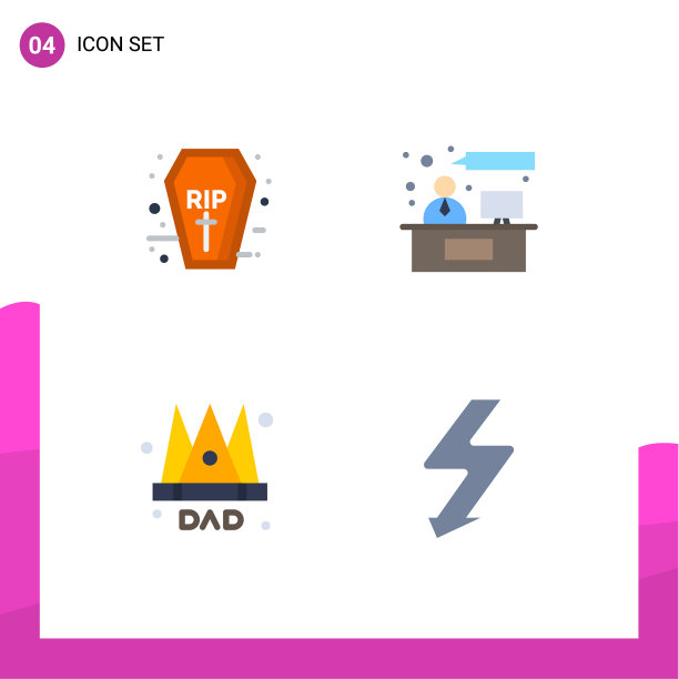 组4现代平面图标设置棺材图片下载