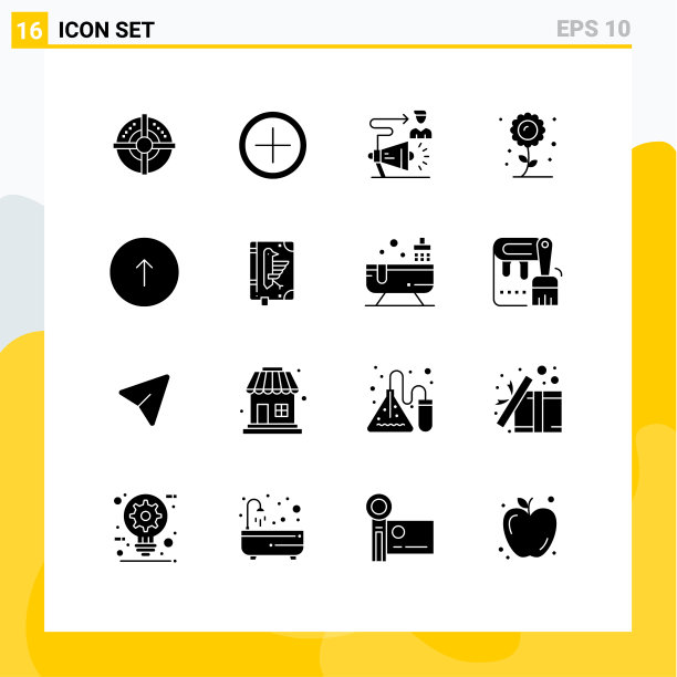 可编辑的线包16个简单的固体字形图片下载