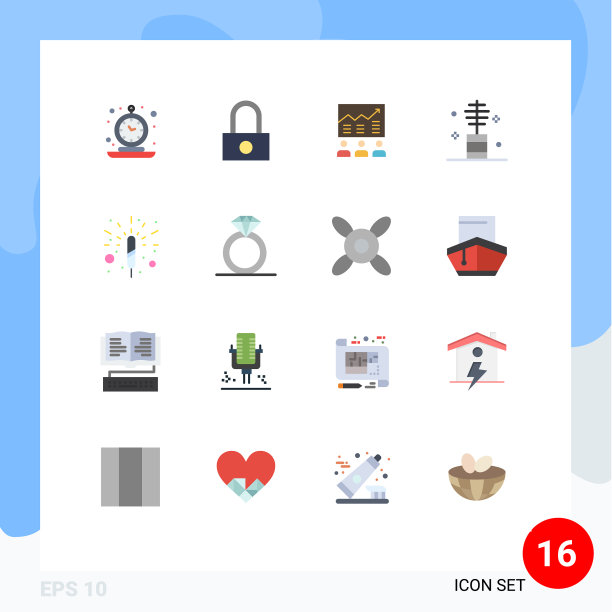 设置16个现代UI图标符号标志图片下载