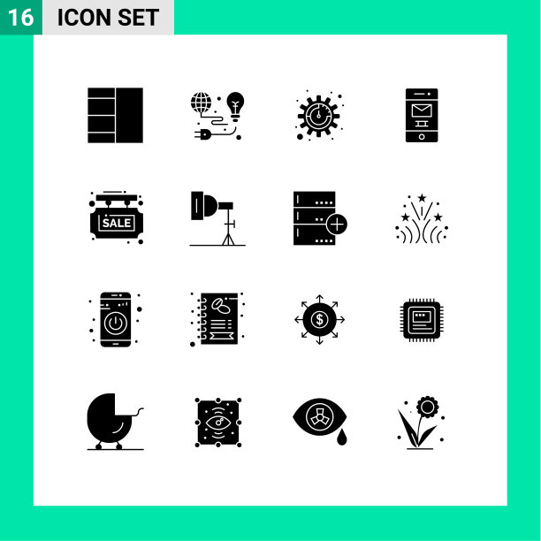 实心字形包装16个通用符号出售图片下载