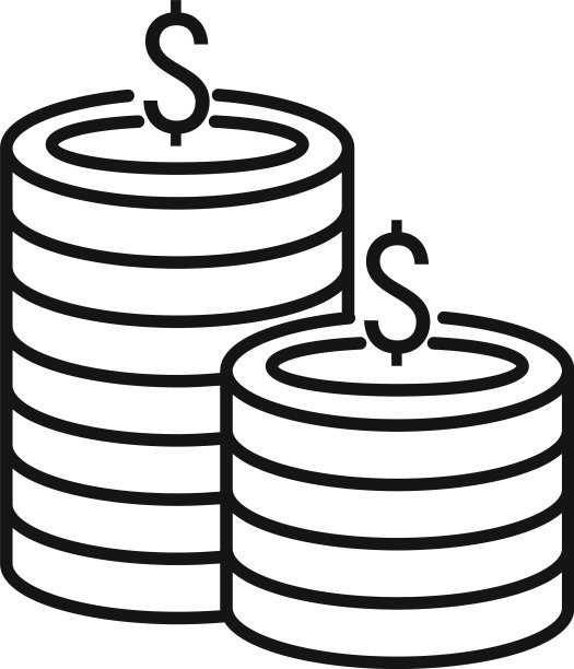 百万金币堆叠图标轮廓风格图片下载