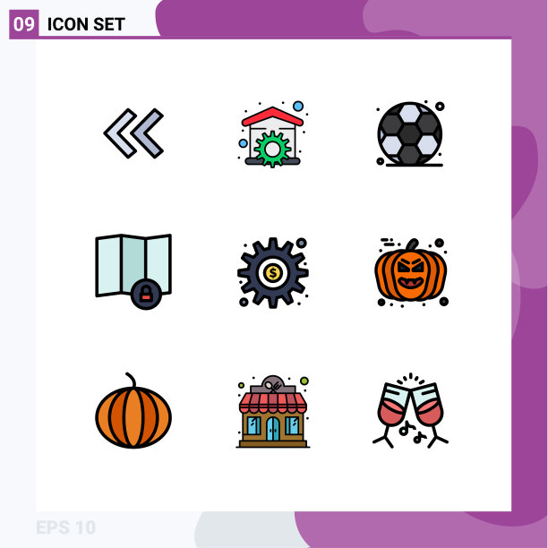 组9现代填充线平面颜色集图片下载