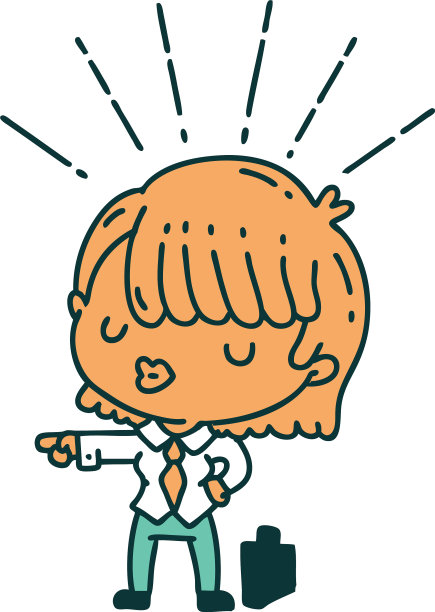 传统纹身风格的女商人指指点点图片下载