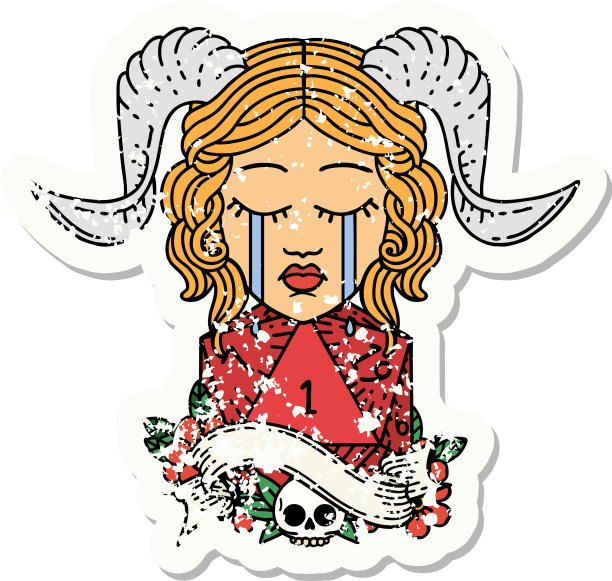 哭tiefling与自然一个d20骰子滚动图片下载