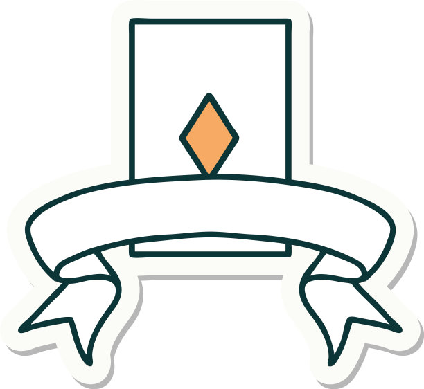 纹身贴纸与旗帜的王牌钻石图片下载