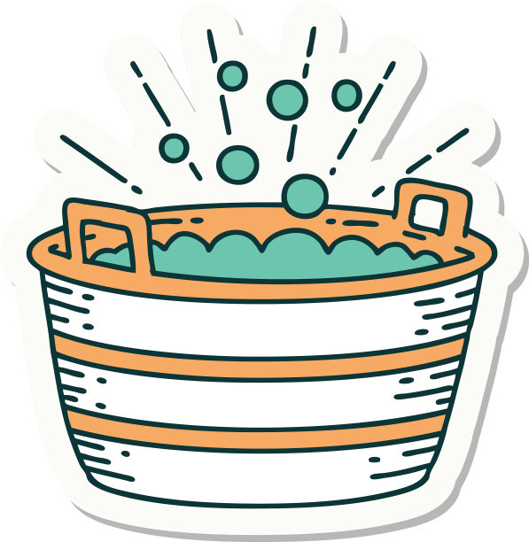 贴纸纹身风格的锡浴图片下载