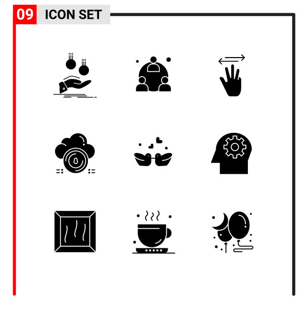 为云安全在网格上设置9个坚实的符号图片下载