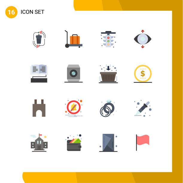 象形图设置16个简单的平色键图片下载