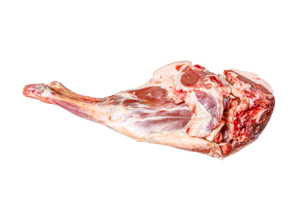 白色背景上的生羊后腿。孤立。图片下载