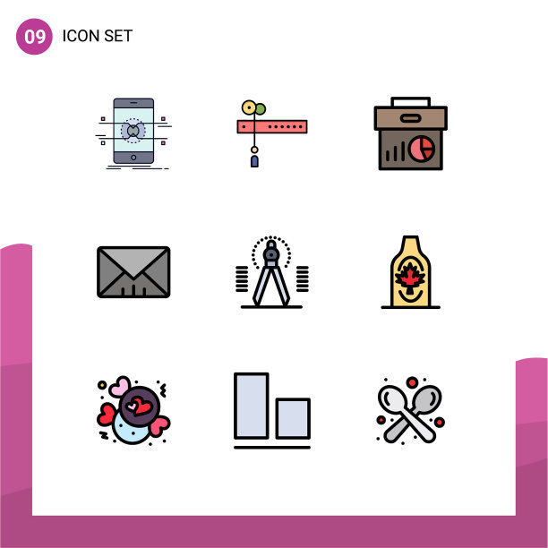 组9现代填充线平面颜色集图片下载