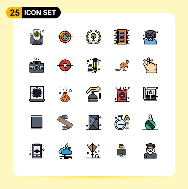 包25个创意填充线平色图片下载