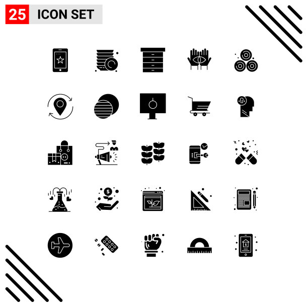 为网络和移动设置的25个通用实体符号图片下载