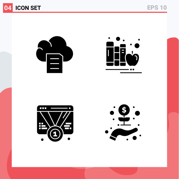 在网格上设置4个坚实的符号作为云的最爱图片下载