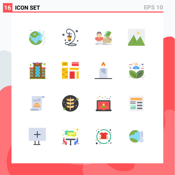 可编辑线包16个简单的平面颜色图片下载