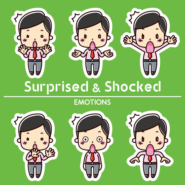 人的情感定势。惊讶和震惊的插图。图片下载