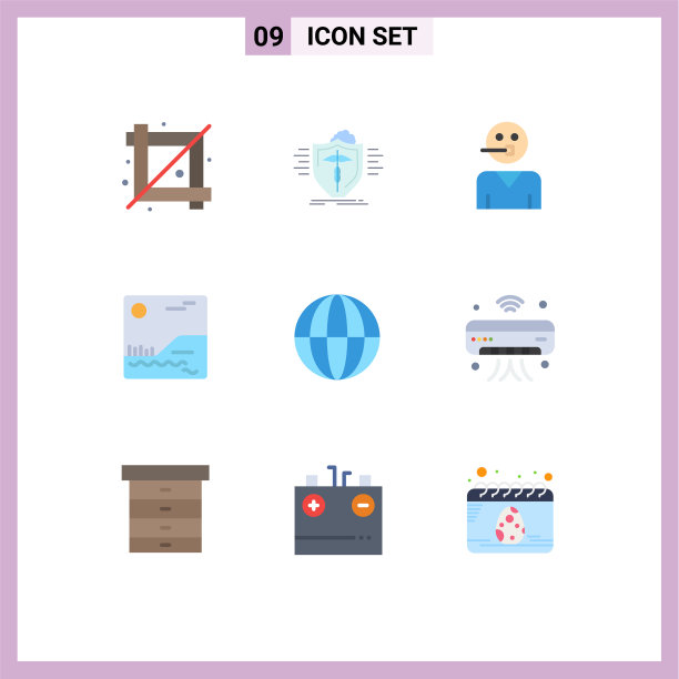 包9个创意平面颜色地球图片图片下载