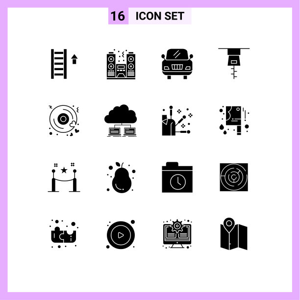 可编辑的线包16个简单的固体字形图片下载