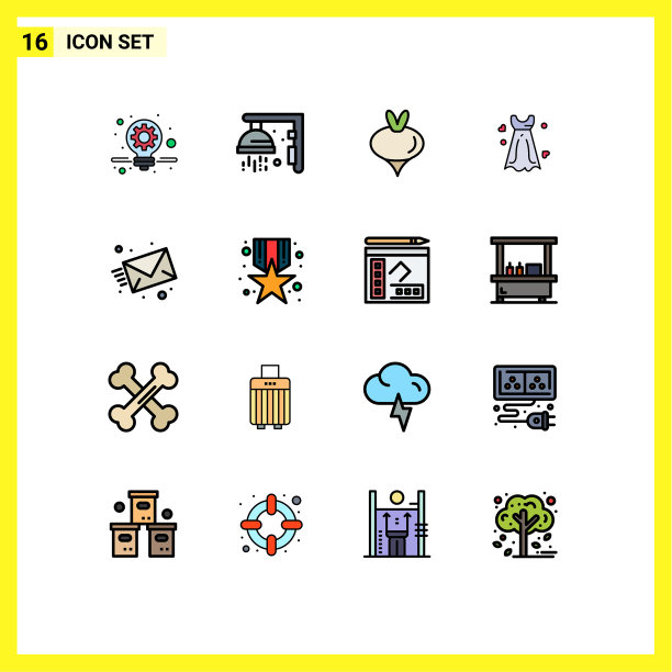 可编辑线包16简单的平面颜色填充图片下载