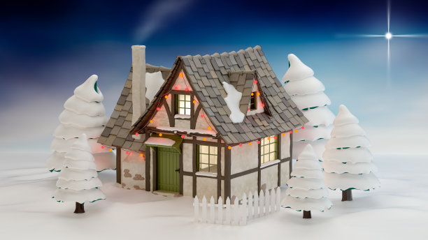 豪斯和第一颗星，圣诞概念图片下载