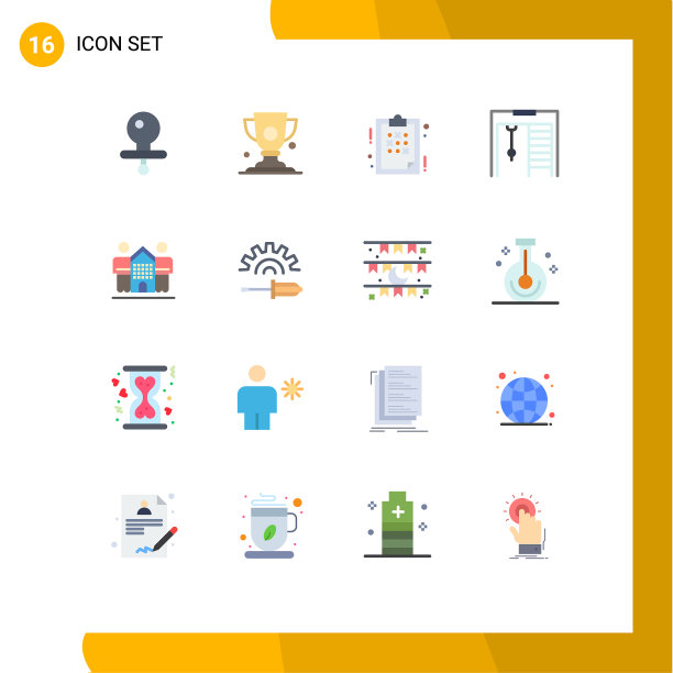 可编辑线包16个简单的平面颜色图片下载