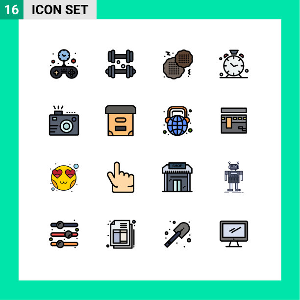 包16条创意平色填充线条图片下载