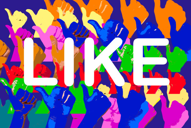 双手做出喜欢、推荐、成功的手势，竖起大拇指。内容营销满意度理念。本地广告。影响市场营销的概念图片下载