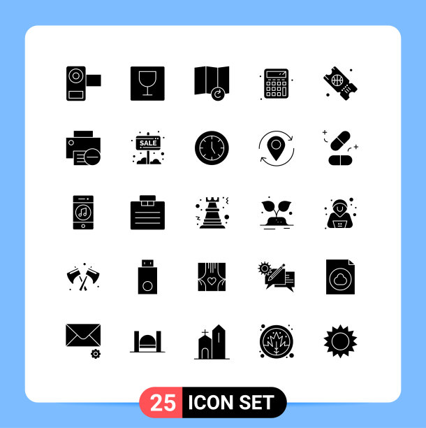 分组25个固体符号符号和符号图片下载