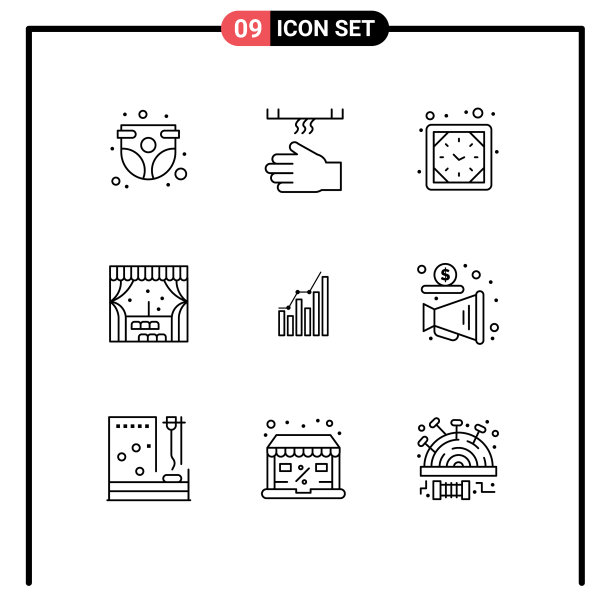 股票图标包9行符号和符号图片下载