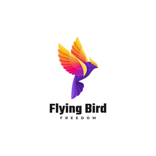 矢量插图飞行鸟梯度彩色风格。图片下载