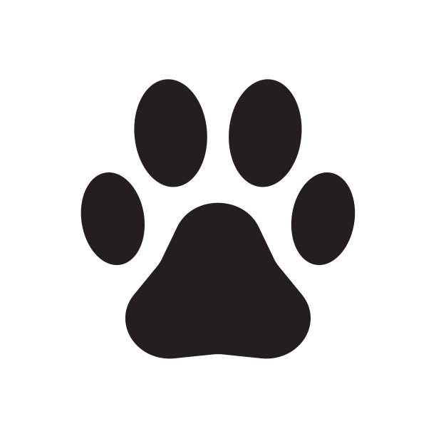 动物爪印矢量图标。狗的足迹足迹标志。宠物脚形标志符号。宠物店或兽医标志。白色背景上孤立的黑色剪影。图片下载