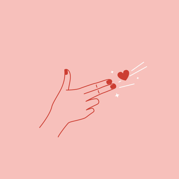 矢量抽象的标志设计模板在简单的线性风格-手的手势，爱和友谊的概念-纹身和贴纸设计元素。简约风格的情人节贺卡图片下载