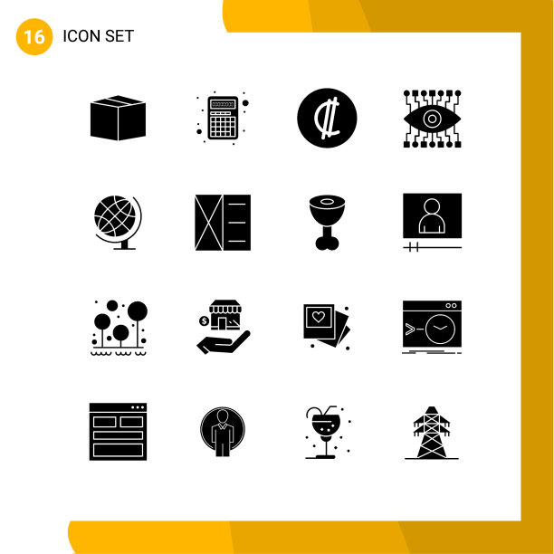 为配件在网格上设置16个实心符号图片下载