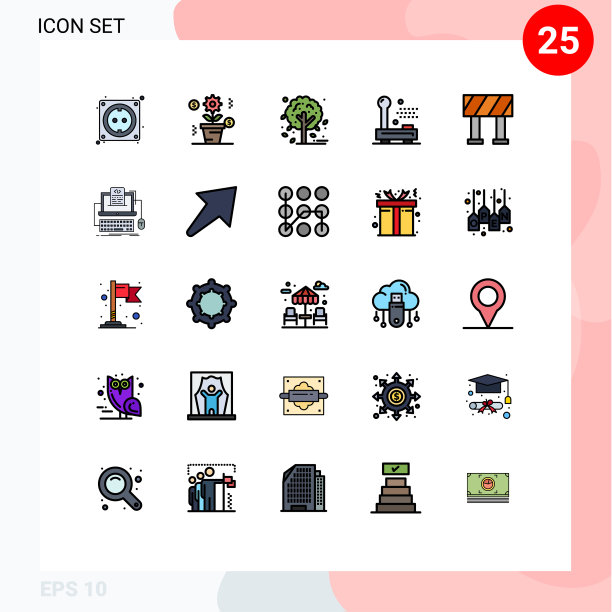 组25现代填充线平面颜色集图片下载