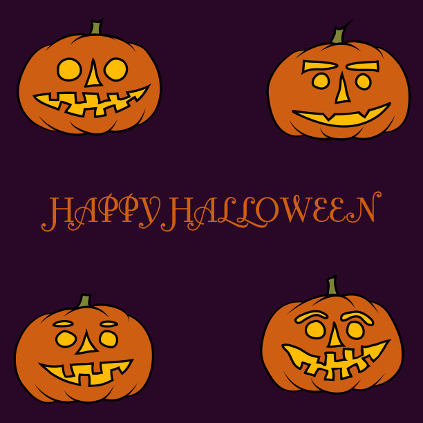 手绘南瓜灯矢量背景图片下载