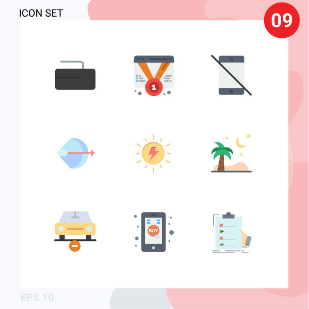 可编辑线包9个简单的平面颜色图片下载