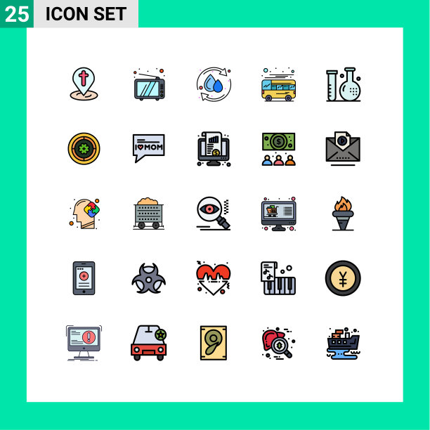 25主题填充线平面颜色和可编辑图片下载