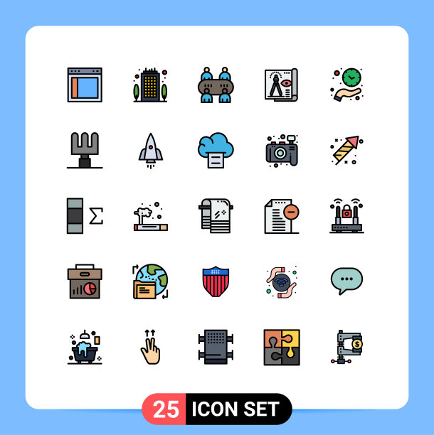 为卷筒纸设置25种通用填充线平面颜色图片下载