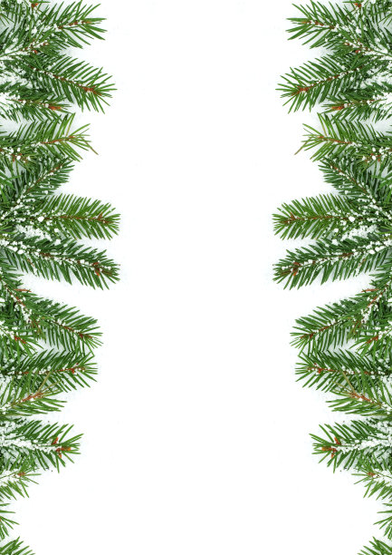 圣诞节框架与雪孤立在白色的背景图片下载