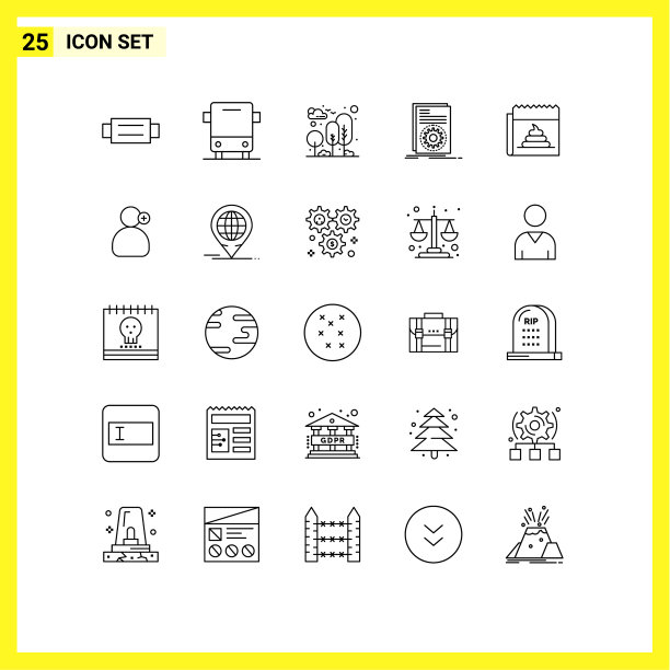 移动界面线设25个象形图图片下载