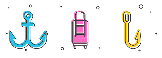 设置锚箱和鱼钩图标图片下载