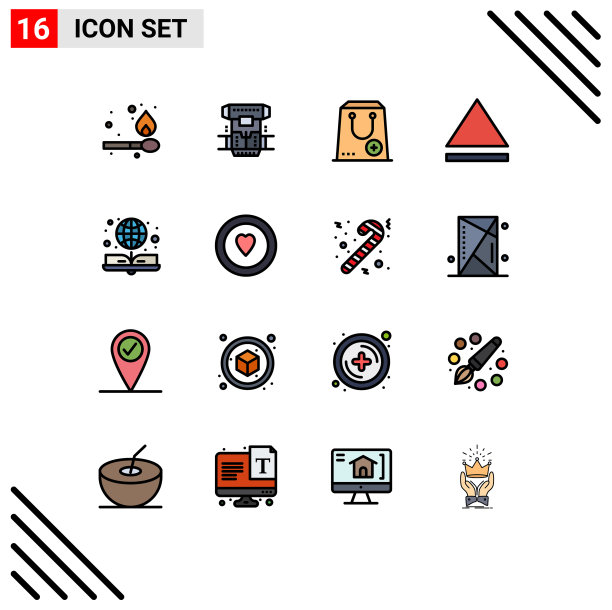 16个通用平色填充线标志符号图片下载