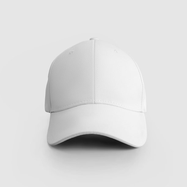 模型白色棒球帽靠近孤立的背景，帽子的设计演示。图片下载