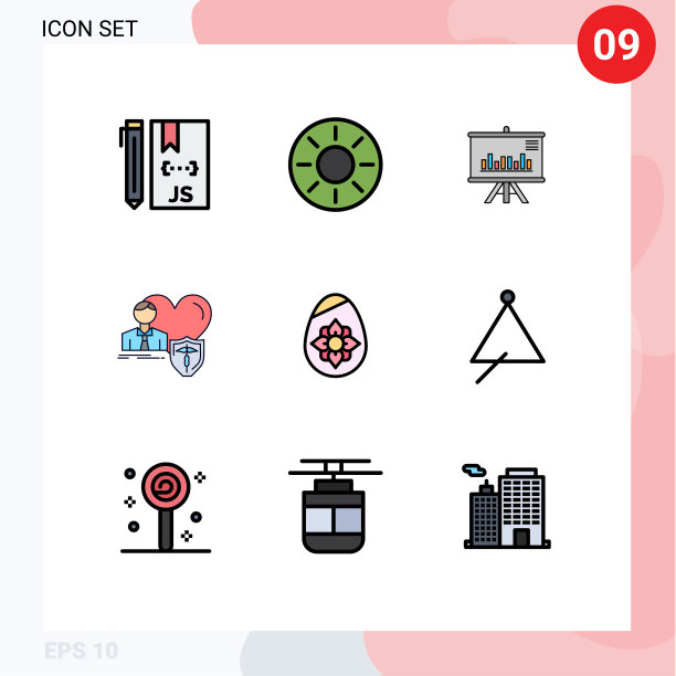 象形图设置9个简单的填充线平色图片下载