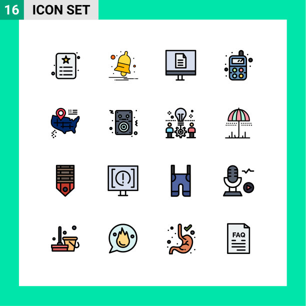 包16条创意平色填充线条图片下载