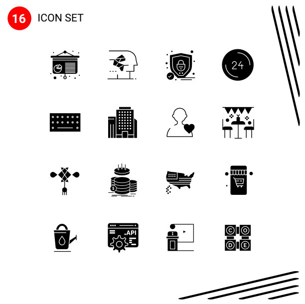 用户界面包16个基本固字形图片下载