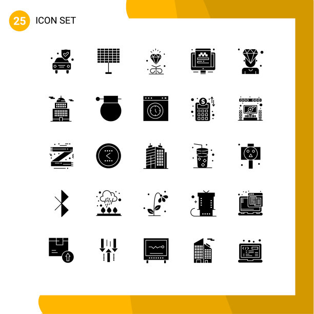 分组25个固体符号符号和符号图片下载