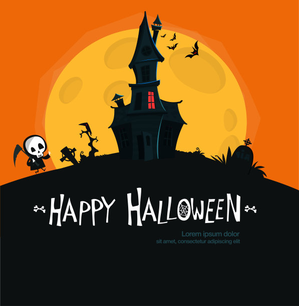 卡通闹鬼的老房子。矢量插图孤立图片下载