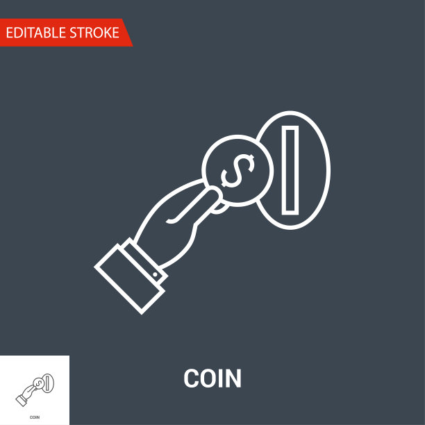 硬币在手图标。细线矢量图图片下载